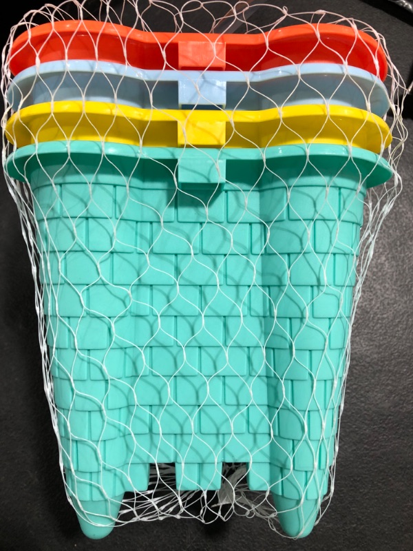 Photo 1 of 4 Pack Sand Castles Beach Buckets Toy Set,Colorful Sandcastle Mould Pails for Kids and Toddlers, Beach Party Summer Activities Fun (Square Castle)