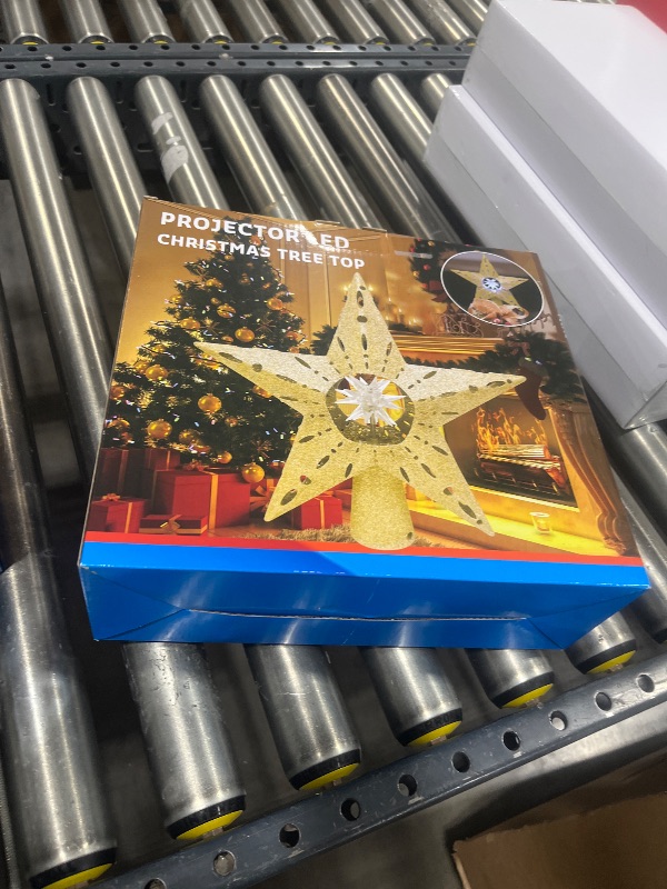 Photo 1 of TEPENAR Christmas Tree Topper Star: 12.2" Xmas Tree Topper Lighted with Automatic Rotating Multicolor 3D Magical Glitter Star Tree Toppers Lights for Home Office Xmas Holiday Decor - Gold