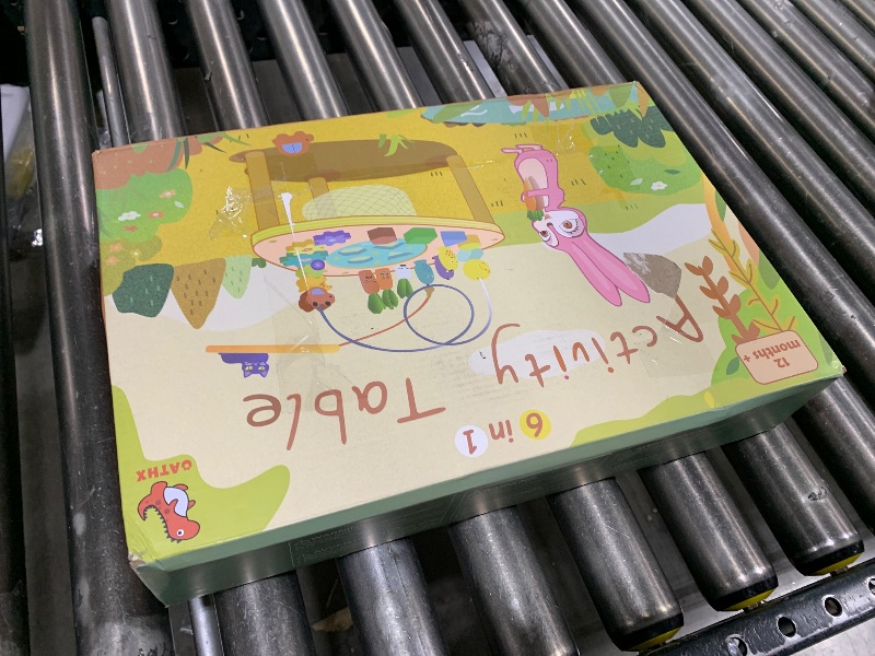 Photo 1 of oathx Activity Table for 1+ Year Old, 6 in 1 Wooden Montessori Activity Center Play Table with Bead Maze Shape Sorter Fishing Game, Kids Sensory Educational Toddler Learning Toys 1st Birthday Gifts