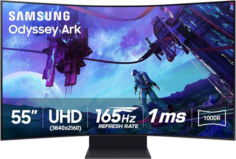 Photo 1 of SAMSUNG 55" Odyssey Ark 2nd Gen 4K UHD 1000R Curved Gaming Monitor, 165Hz, 1ms, 4 Input Multi View, Quantum Mini-LED, AMD FreeSync Premium Pro, HDR 10+, Height Adjustable Screen, LS55CG970NNXGO, 2023
