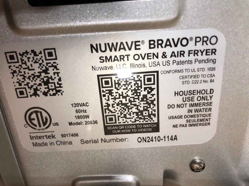 Photo 1 of Nuwave Bravo Pro Smart 21QT Toaster Oven Air Fryer Combo, Convection Oven Countertop, 12 functions all in 1, with even & quick crisp technology, 50-450°F, 1800W, Stainless Steel