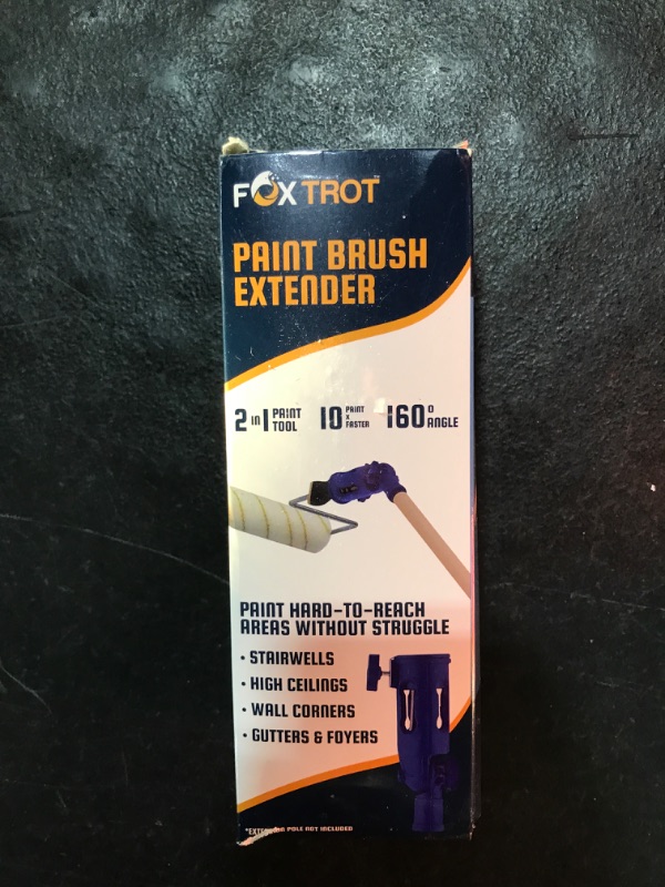 Photo 1 of Foxtrot Multi-Angle Paint Brush Extender - Extension Pole Attachment Holder for Paint Brush, Roller, Scraper - Rotating Head, Secure Handle Grip - Easily Reach Ceilings, Walls, Corner Edges - Blue