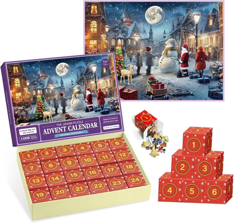 Puzzle Advent Calendar 2024,Christmas CountdownCalendar 1008 Adult