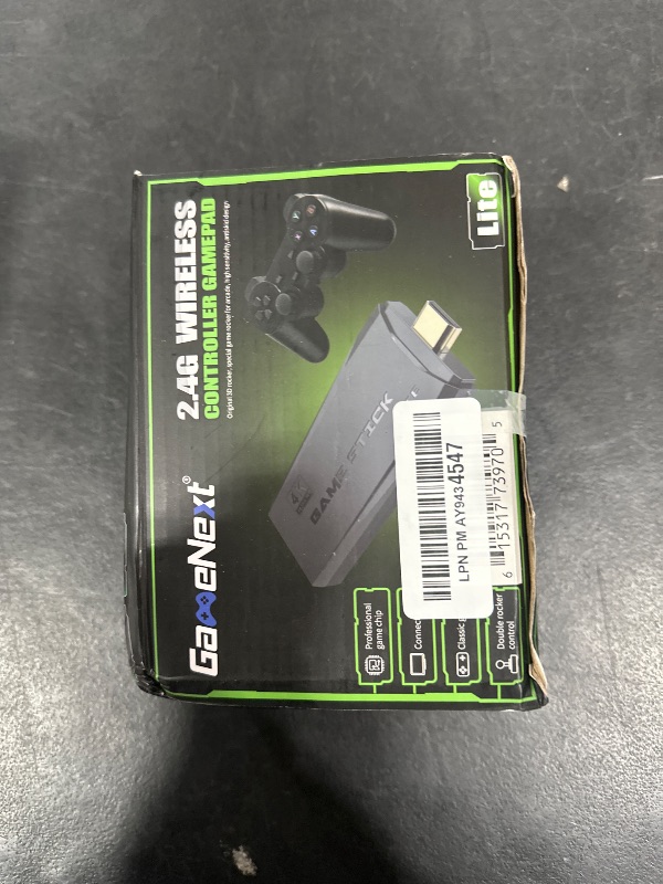 Photo 1 of GameNext Wireless Retro Gaming Console Stick Retro Video Game Console Stick Built in 20000+ Games with 9 Emulators, 4K HDMI Output with 2 2.4G Wireless Controllers (64GB Memory Card)