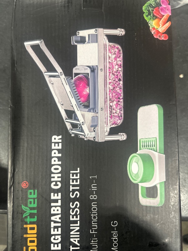 View 2 of Vegetable Chopper, Veggie Chopper With 8 Blades, Onion Chopper with Container, Pro All-in-1 Food Chopper Vegetable Cutter, Grater, Dicer, Mandoline Slicer, Stainless steel materials Salad Chopper