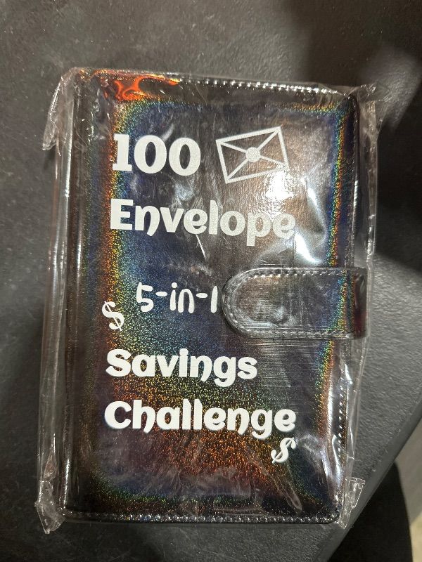 Photo 2 of 100 Envelope Challenge Binder,2024 Exclusive 52 Weeks / 100 Days 5050 Money Savings Challenges Notebook,5-in-1 Budget Planner, Budget Notebook Binder,Cash Stuffing Envelopes Binder Shinning Black