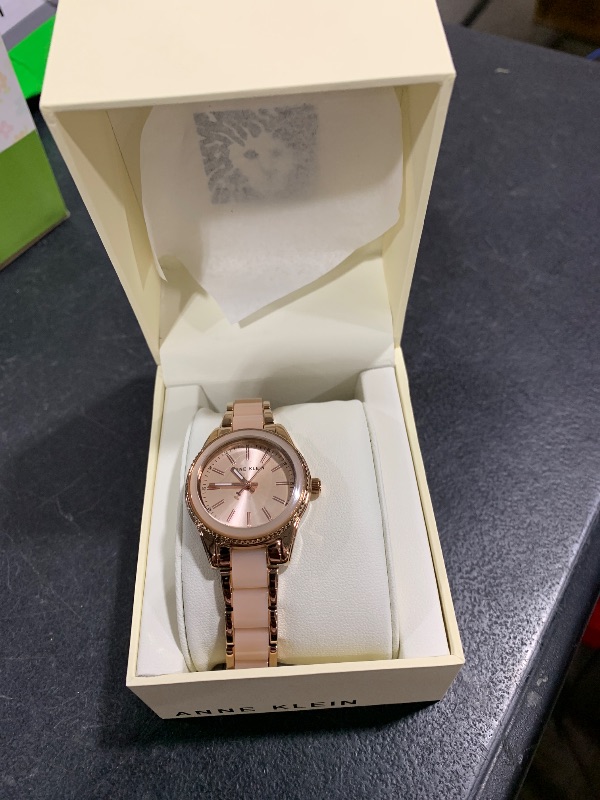 Photo 1 of Anne Klein Women's Rose Gold-Tone and Light Pink Resin Bracelet Watch