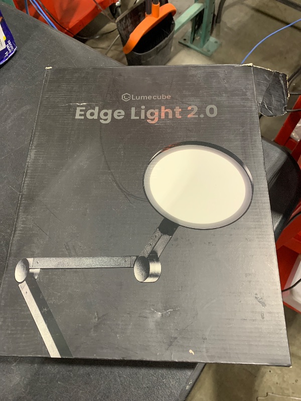 Photo 1 of LUME CUBE Edge Light 2.0 LED Black Desk Lamp | Dimmable Home Office Desk Light with USB Charging Port & Strong Swing Arm | Adjustable Color Temperature and Brightness | Circle Webcam Light