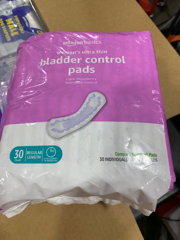 Photo 1 of Amazon Basics Women's Incontinence Pads, Bladder Control & Postpartum, Light Absorbency, Unscented, 30 Count, (1 Pack of 30)