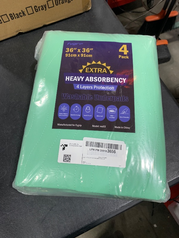 Photo 1 of 4 Pack 36” x 36” Extra Heavy Absorbency Washable Underpads, Waterproof Quick Drying Nursing Pads Incontinence Bed Pads, Reusable Washable Pee Pads for Dogs, Diaper Changing & Adults