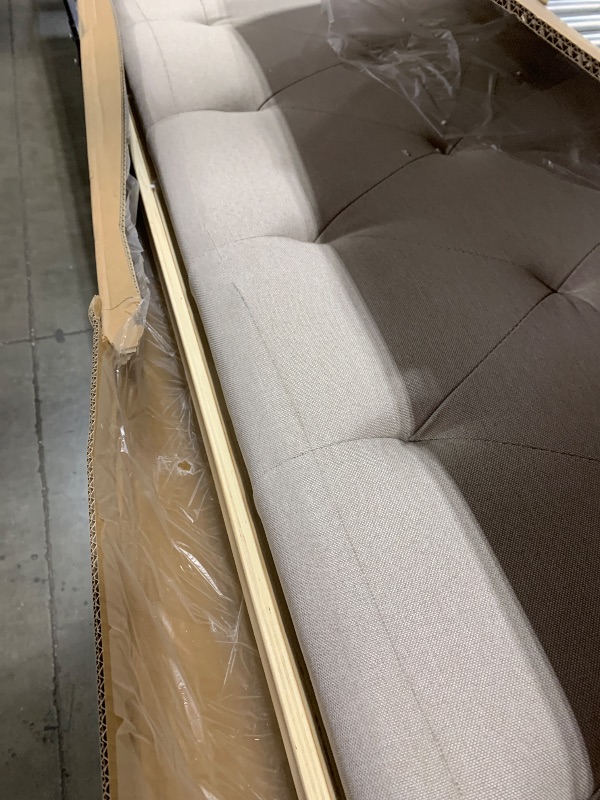 Photo 1 of Full Size Bed Frame with Storage, Full Bed Frame with Headboard Adjustable, Upholstered Platform Bed Frame with Drawers, Mattress Foundation with Wooden Slats Support, No Box Spring Needed, Beige