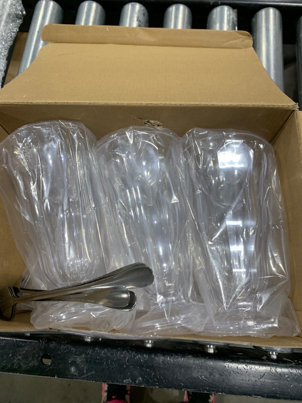View 2 of Maxcheck 6 Set Milkshake Glass 17 oz Sundae Glasses with Stainless Steel Spoons Old Fashioned Milkshake Cups Plastic Ice Cream Float Glasses Clear Soda Glasses for Juice Tropical Drinks Party