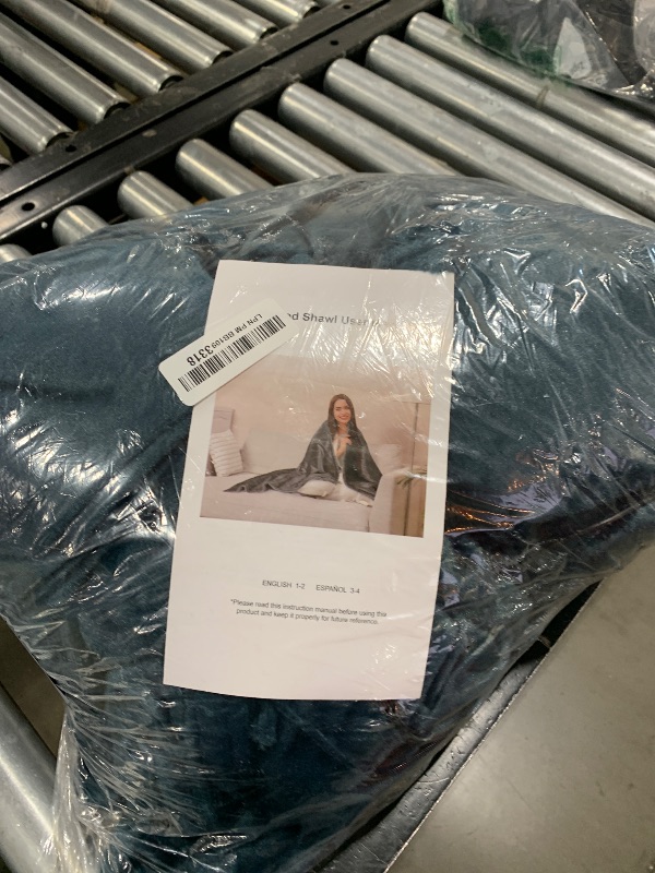 Photo 1 of USB Heated Blanket, Heated Blanket Battery Powered, Wearable Heated Shawl Wraps for Office, Electric Heating Lap Blanket Throw with Car Charger, Blue (Battery is Not Included)