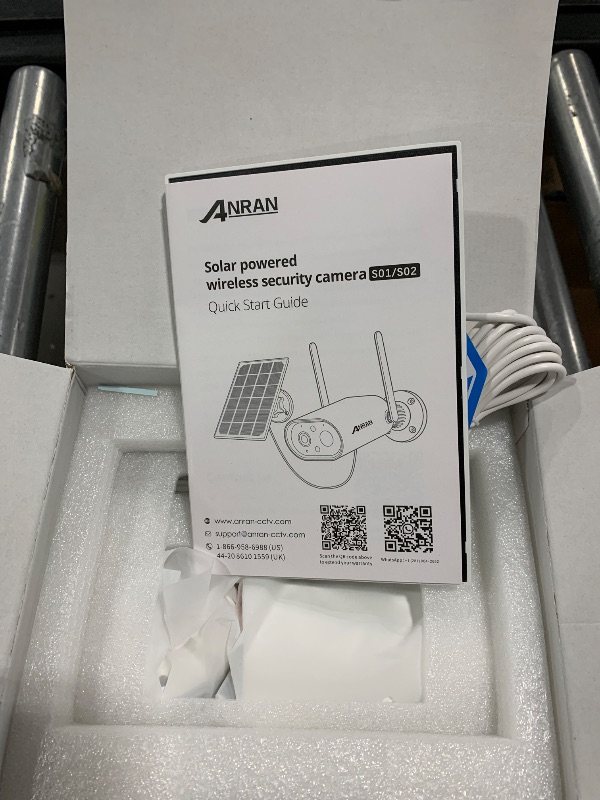 Photo 1 of ANRAN Security Cameras Wireless Outdoor with PR 180°, 2K Solar Security Camera Outdoor with Solar Panel, PIR Human Detection, 2-Way Talk, Night Vision, IP65 Waterproof, Work with Alexa, S2 White
