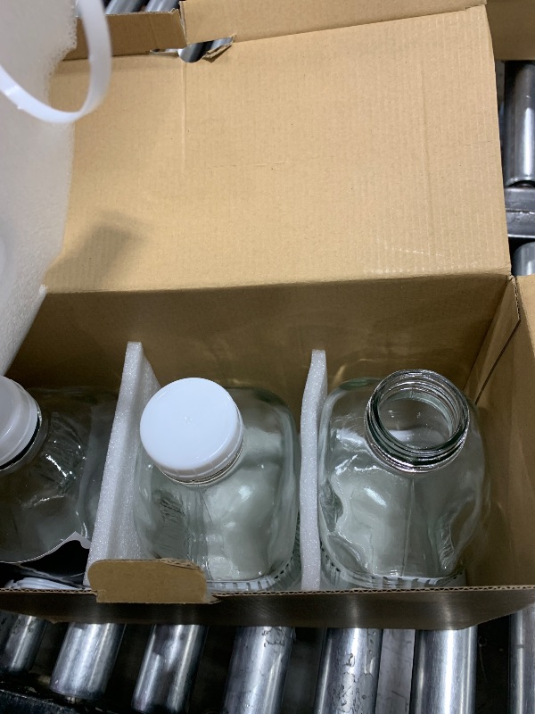 Photo 2 of FyndraX Glass Milk Jugs Containers - Half Gallon Juice Bottles with Airtight Screw Cap and Handle for Milk, Breastmilk, Iced Tea, Cold Water, 64OZ Pitcher Set of 3