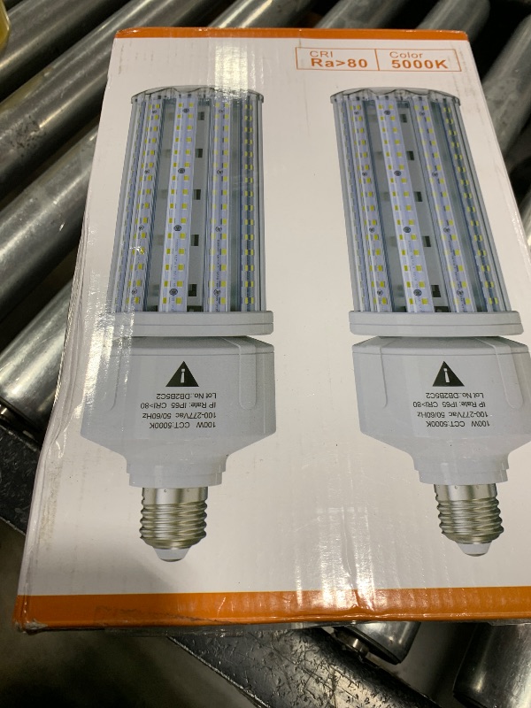 Photo 1 of 2 Pack 100W LED Corn Light Bulb 5000K Daylight 15000 Lumens Super Bright, E26/E39 Base Led Corn Bulbs Replace Metal Halide HID CFL for Outdoor Commercial Industrial Lighting Garage Warehouse Backyard