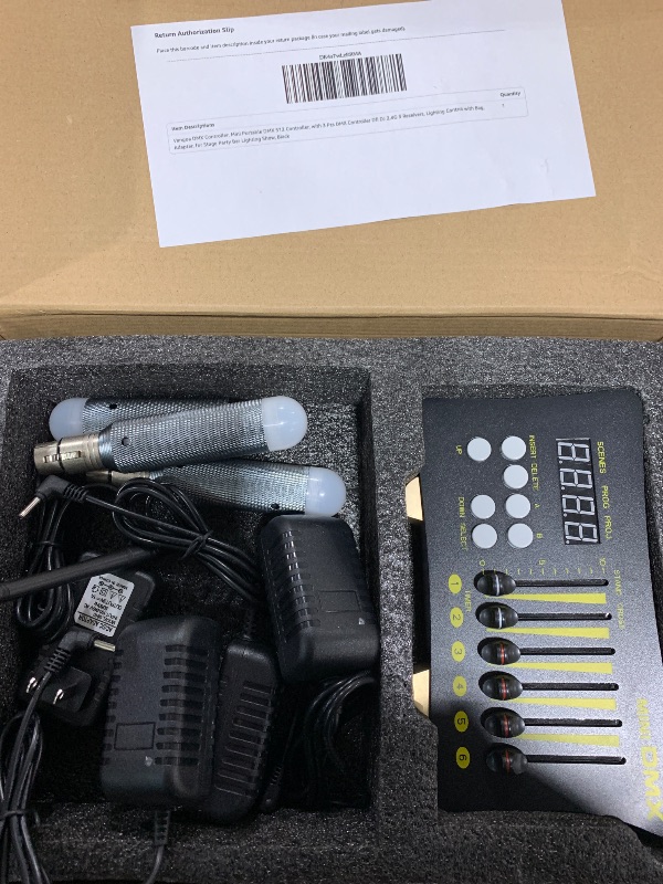 Photo 1 of Vangoa DMX Controller, Mini Portable DMX 512 Controller, with 3 Pcs DMX Controller Dfi DJ 2.4G 3 Receivers, Lighting Control with Bag, Adapter, for Stage Party Bar Lighting Show, Black