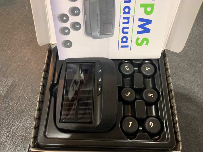 Photo 1 of This Hill Tire Pressure Monitoring System, Wireless TPMS Tire Pressure Monitor System(0-8 Bar) with Solar Charger, RV TPMS with 6 sensors & 5 Alarm Modes, LCD Display, Auto Sleep Mode,Easy to Install