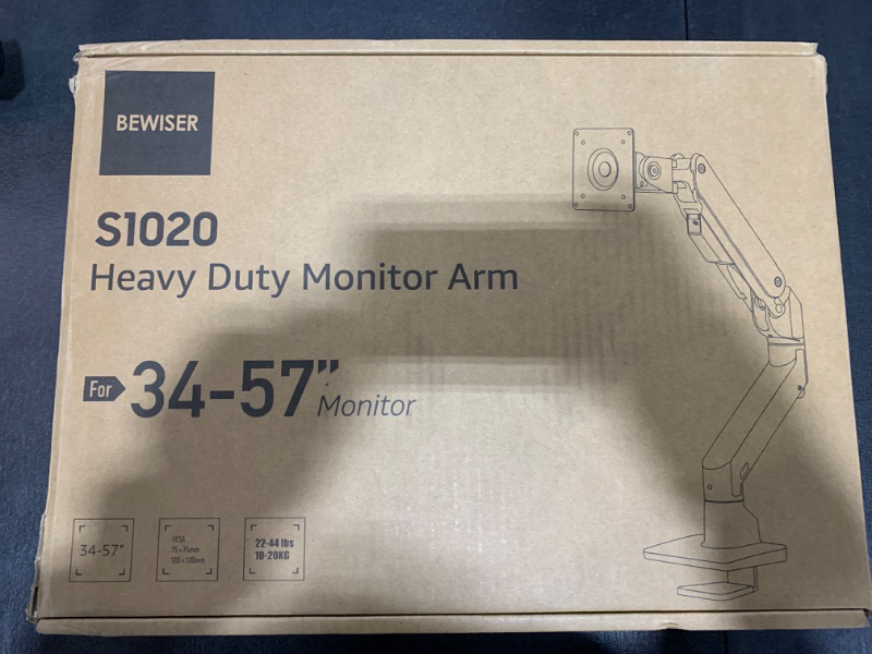 Photo 1 of Heavy Duty Aluminum Single Gas Spring Monitor Arm Suit for Flat/Ultrawide/Cruved Monitor 34-49 inch and New 57 inches Screen Weight Capacity up to 44lbs?Black