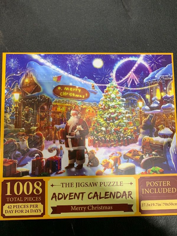 Photo 1 of 1008 PCS 42 PIECES PER DAY FOR 24 DAYS - THE JIGSAW PUZZLE - ADVENT CALENDER MERRY CHRISTMAS- POSTER INCLUDED 