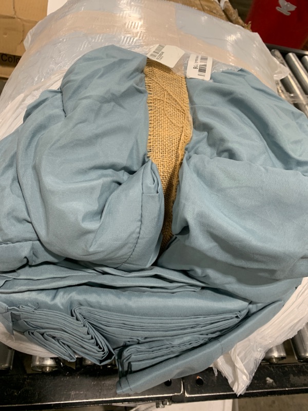 Photo 1 of  Grey Blue Comforter King Size - 7 Pieces Bed in a Bag King Bedding Comforter Sets, Summer Plain Soft Lightweight Comforter with Fitted Sheets, Flat Sheets, Pillowcases & Shams