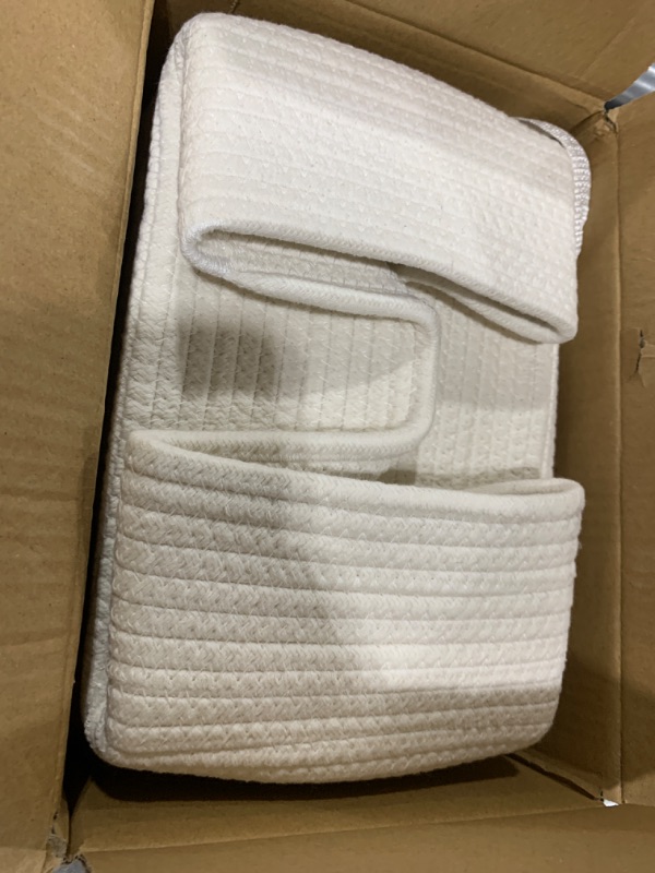 Photo 1 of MiniArk Shelf Storage Baskets for Organizing | Closet Organizer Bins | Small Baskets | Toy Basket | Cute Decorative Basket | Cube Storage Bin | Woven Rope Basket | 11.5×7.5×4.7” | 3 Packs Off White