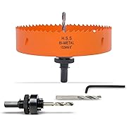 Photo 1 of 8 Inch Hole Saw with Arbor for Metal Wood and Plastic Cutting, 152mm Bi-Metal Hole Cutter for Different Project with Smooth and Flat Drilling Edge, Fast Chip Removal, Handy Hole Saw Kit Set
