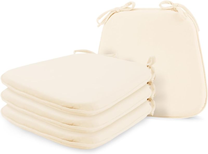 Photo 1 of  Chair Cushions for Dining Chairs, Kitchen Chair Cushions Set of 5 Chair Pads for Dining Chairs with Ties, 17"x16"x1.5" Seat Cushions for Kitchen Chairs, Beige