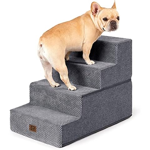 Photo 1 of  Dog Stairs Ramp for Bed 18”H, 4-Step Dog Steps for High Bed, Pet Steps for Small Dogs and Cats, Non-Slip Balanced Dog Indoor Ramp, Grey