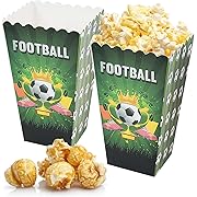 Photo 1 of 12 PCS Soccer Party Popcorn Boxes, Green Football Theme Treat Boxes, for Soccer Themed Birthday Party, Soccer Fans Party, Movie Night
