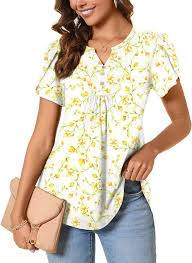 Photo 1 of BISHUIGE Womens Summer Tops Dressy Casual T-Shirts Chiffon Loose fit Tunic Blouses