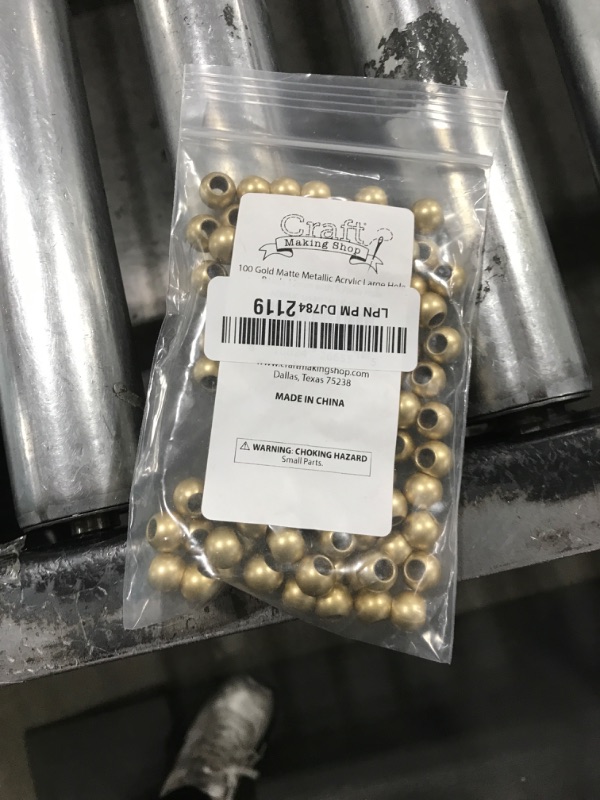 Photo 1 of 100 Acrylic Beads 12mm with 5.7mm Large Hole, Gold