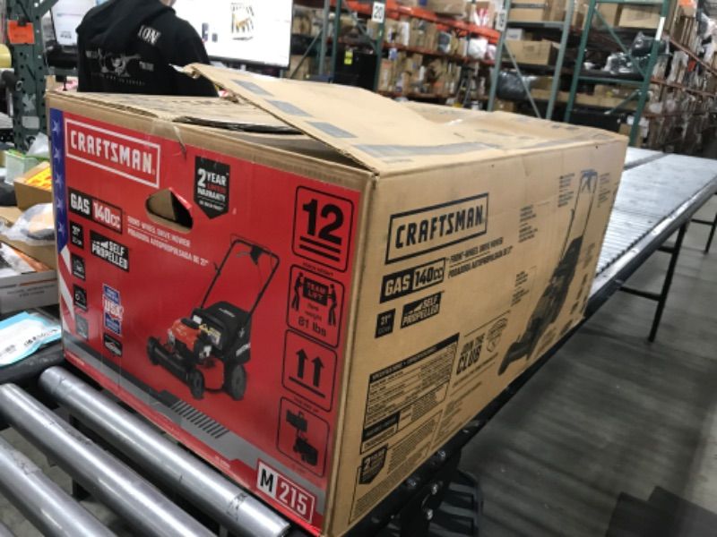 Photo 4 of CRAFTSMAN Self-Propelled Gas Powered Lawn Mower, 21 Inch, 3-in-1 Mulching Push Mower with Bag, 6 Adjustable Heights, 140cc OHV Engine (M215)