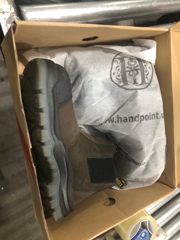 Photo 1 of HANDMEN Work Boots for Men, Steel Toe Waterproof Working Boots, Slip Resistant Anti-Static Slip-on Safety Working Shoes 8 9 10 11 12 13 (COF/822D, 10.5)