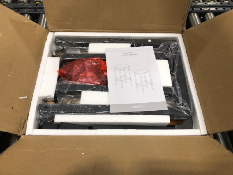 Photo 1 of MAHANCRIS Bar Stools, Set of 2 Bar Chairs, Kitchen Breakfast Bar Stools with Footrest, 25.8" Dining Stools, Rectangular Industrial Bar Chairs, for Dining Room, Kitchen,Rustic Brown BAHR0101Z