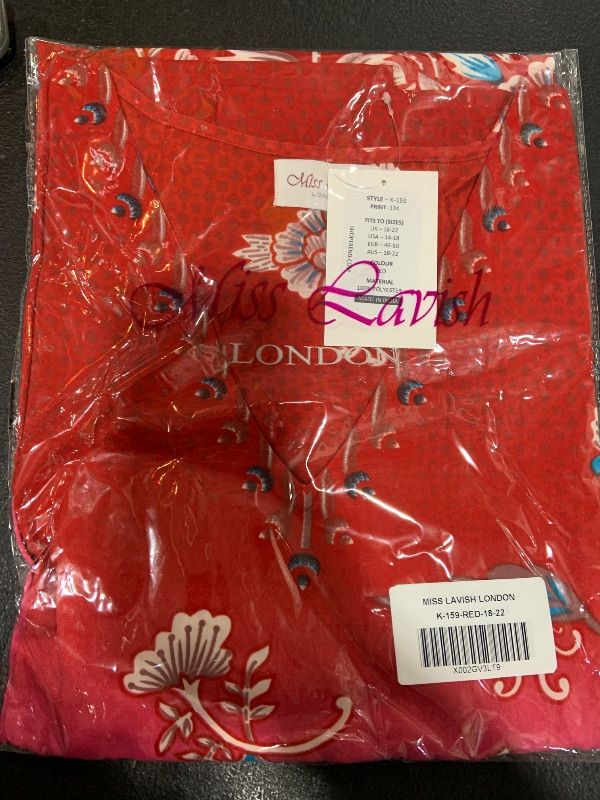 Photo 1 of Miss Lavish London Women's Momo Kaftan Dress - Boho Floral Summer Tunic Top, Loose Beach Dress, Short Swimsuit Cover Up, Printed Mini Dress, Casual Loose Dress, African Caftans - Red, XX-Large