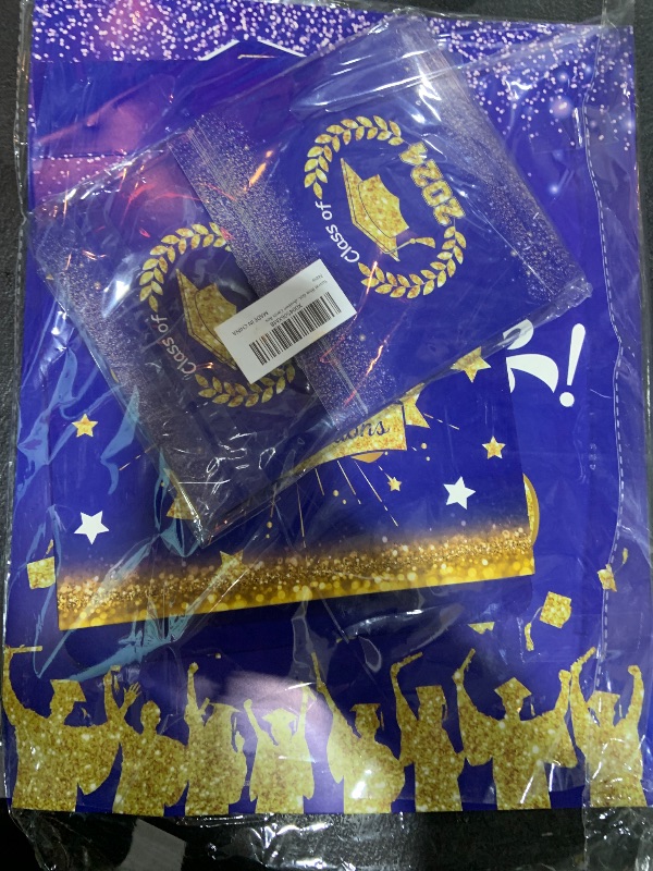 Photo 1 of Class of 2024 Graduation Cards Box with 36PCS Graduation Advice Cards Giant Guest Book Signature Board Blue Gold Class of 2024 High School College Graduate Congrats Grad Party Decor