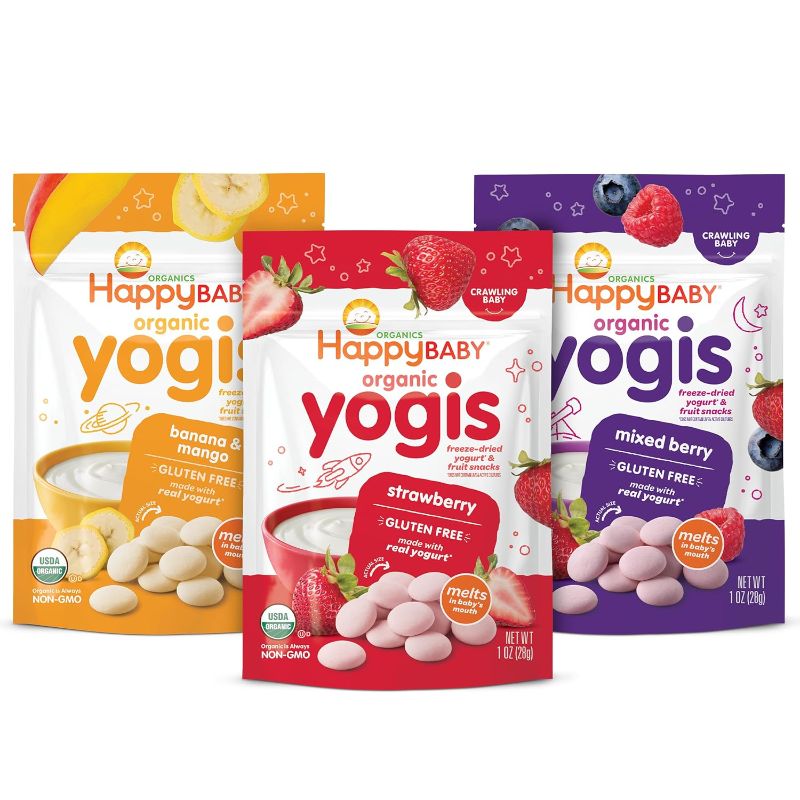 Photo 1 of Happy Baby Organics Yogis Freeze-Dried Yogurt & Fruit Snacks, 3 Flavor Variety Pack, 1 Ounce (Pack of 3)