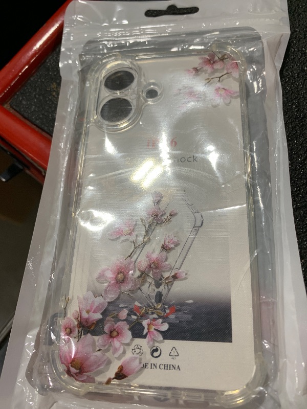 Photo 2 of AICISINGN for iPhone 16 Case Shockproof, Transparent Floral Pattern for Women Girly Clear with Cute Flower Design Aesthetic Protective Phone Case for iPhone 16 6.1 inch