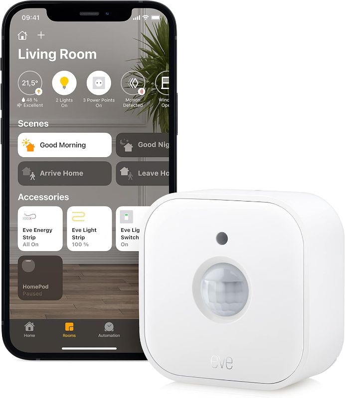 Photo 2 of 
Eve Motion Smart motion sensor with light sensor, IPX3 water resistance, notifications, automatic activation of lights and devices, no bridge required,...