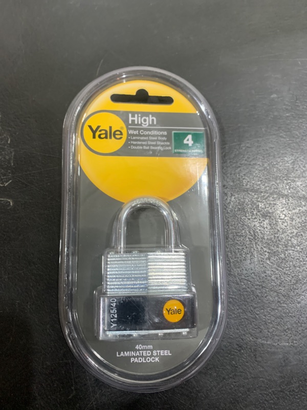 Photo 1 of 
Yale Y125/60/133/1 Laminated Steel Padlock with Brass 5-Pin Key Cylinder, 2-1/4-Inch Wide