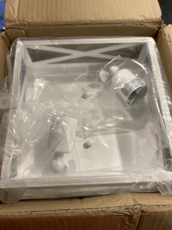 Photo 1 of DIKAIDA 2 Pack White Flush Mount Ceiling Light, Farmhouse Ceiling Light Fixtures, 2-Light Rustic Metal Finish Industrial Kitchen Ceiling Light Fixture for Bedroom, Hallway Light