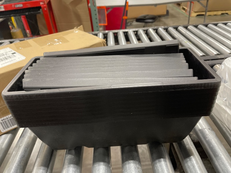 Photo 1 of 8pcs Window Box Planter,17 Inches Flower Window Boxes,Rectangle Planters Box with Drainage Holes and Trays, Plastic Vegetable Planters for Windowsill Patio Garden Home Decor Porch Yard (Black)