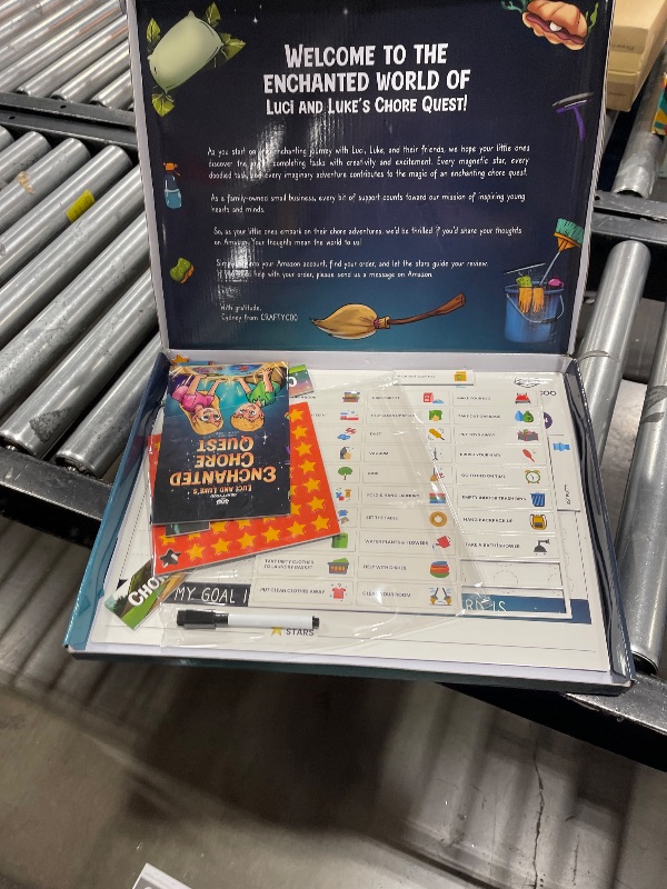 Photo 1 of CRAFTYCOO Magnetic Chore Chart for Kids - Engaging Behavior Chart for Kids at Home with 30 Chore Magnets, 49 Magnetic Stars, and Luci & Luke's Enchanted Chore Quest Book to Teach Responsibility