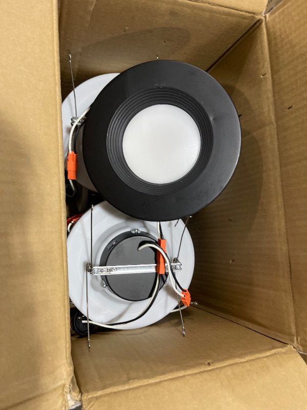 Photo 2 of 12 Pack 5/6 Inch Black LED Can Lights Retrofit Recessed Lighting, 5CCT 6 Inch Recessed Lights Selectable 2700K-6000K Dimmable, 12W=75W, 1200LM Downlight with Metal Smooth Trim-ETL and Energy Star