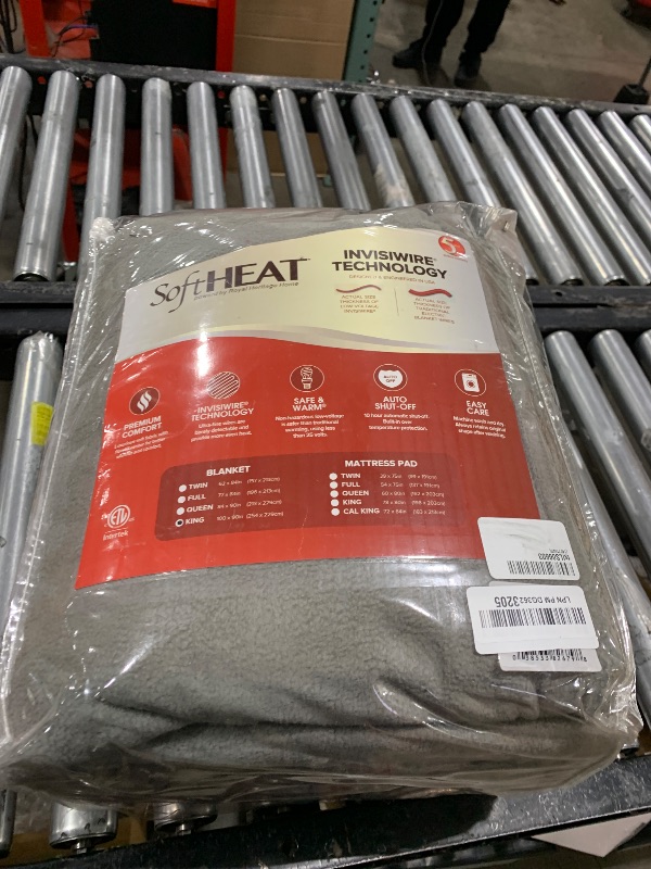 View 2 of Perfect Fit SoftHeat - King Micro-Fleece Heated Blanket - Luxuriously Warm & Soft Electric Blanket, Patented Low-Voltage Technology (Grey, King)