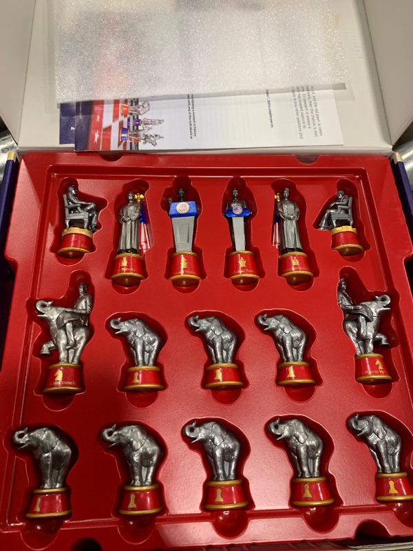 Photo 3 of As Seen On TV Collector's Edition 2020 Battle for The White House Chess Set Board Game by BulbHead - Chess Pieces Look Just Like Politicians & Patriotic Chess Board Democrats Vs. Republicans