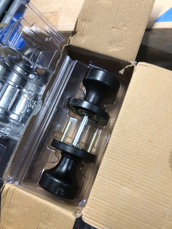 Photo 1 of (READ NOTES)**missing hardware** 
Kwikset Pismo Privacy Locking Door Knob, Interior Handle with Keyless Lock for Bedroom and Bathroom Doors, With Round Rose, Featuring Microban Protection in Matte Black