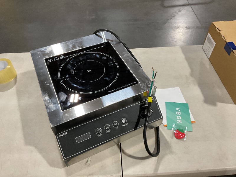 Photo 2 of **FOR PARTS ONLY**(NON REFUNDABLE)
VBGK Commercial Induction Cooktop, Professional Induction Cooktop, 5000W Hot Plate with LCD Touch and Knob control 4 Hours Timer, 16 Power Levels, Auto-Shut-Off, 220-240V Induction stove top No plug