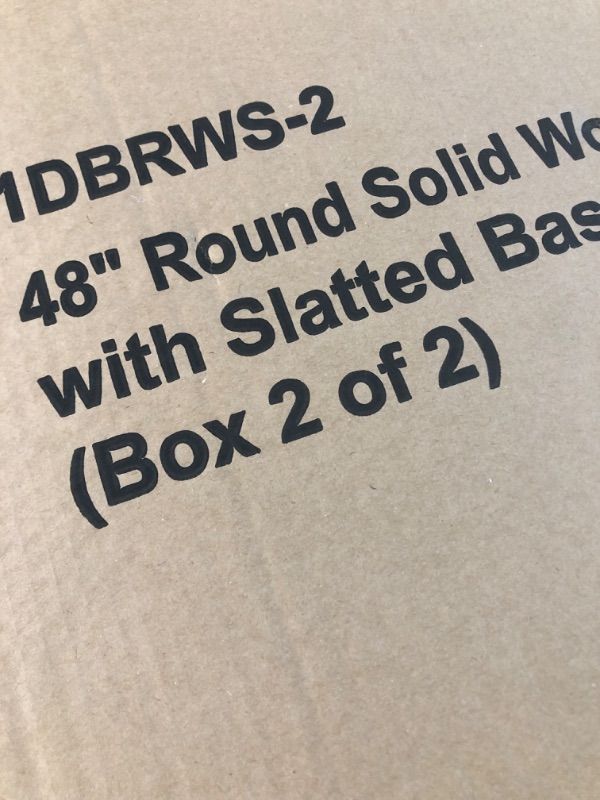 Photo 2 of **BOX TWO OF TWO** ***NON REFUNDABLE*** ***PARTS ONLY*** Walker Edison Scandinavian Slatted Wood Pedestal Base Dining Table, 48 Inch, Brown